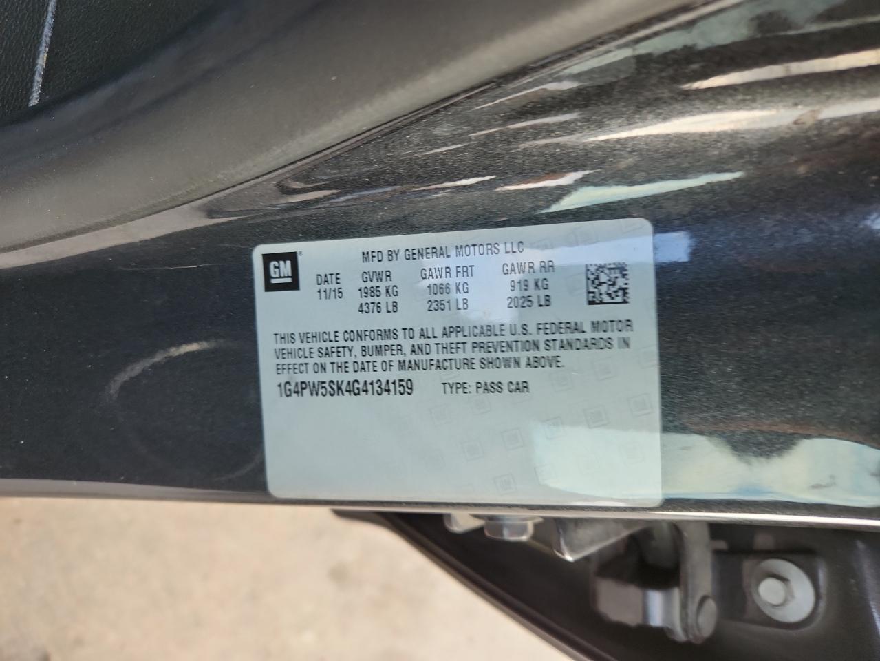 2016 Buick Verano Sport Touring VIN: 1G4PW5SK4G4134159 Lot: 87482045