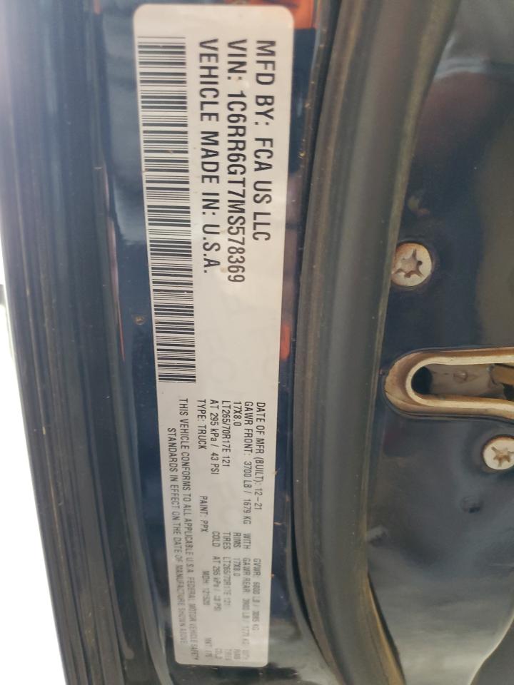 2021 Ram 1500 Classic Slt VIN: 1C6RR6GT7MS578369 Lot: 89654785