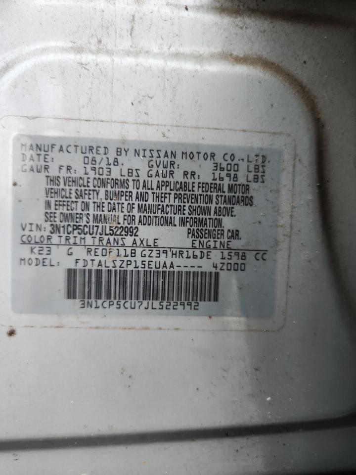 2018 Nissan Kicks S VIN: 3N1CP5CU7JL522992 Lot: 85551135