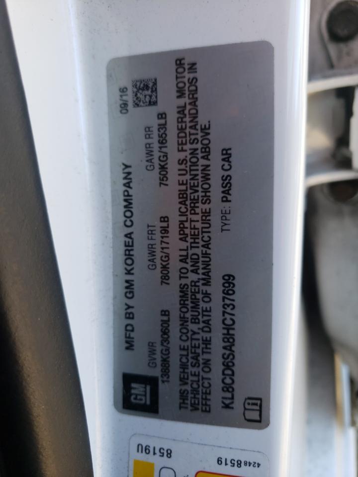 2017 Chevrolet Spark 1Lt VIN: KL8CD6SA8HC737699 Lot: 86794265