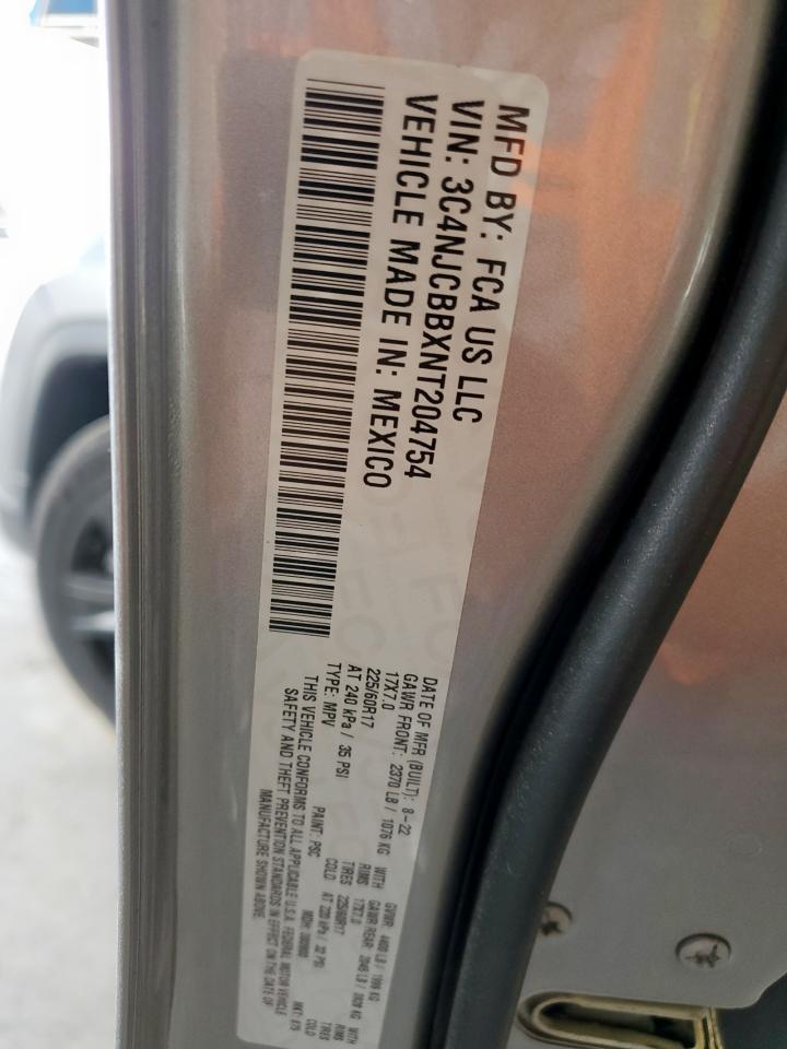 2022 Jeep Compass Latitude VIN: 3C4NJCBBXNT204754 Lot: 86066695