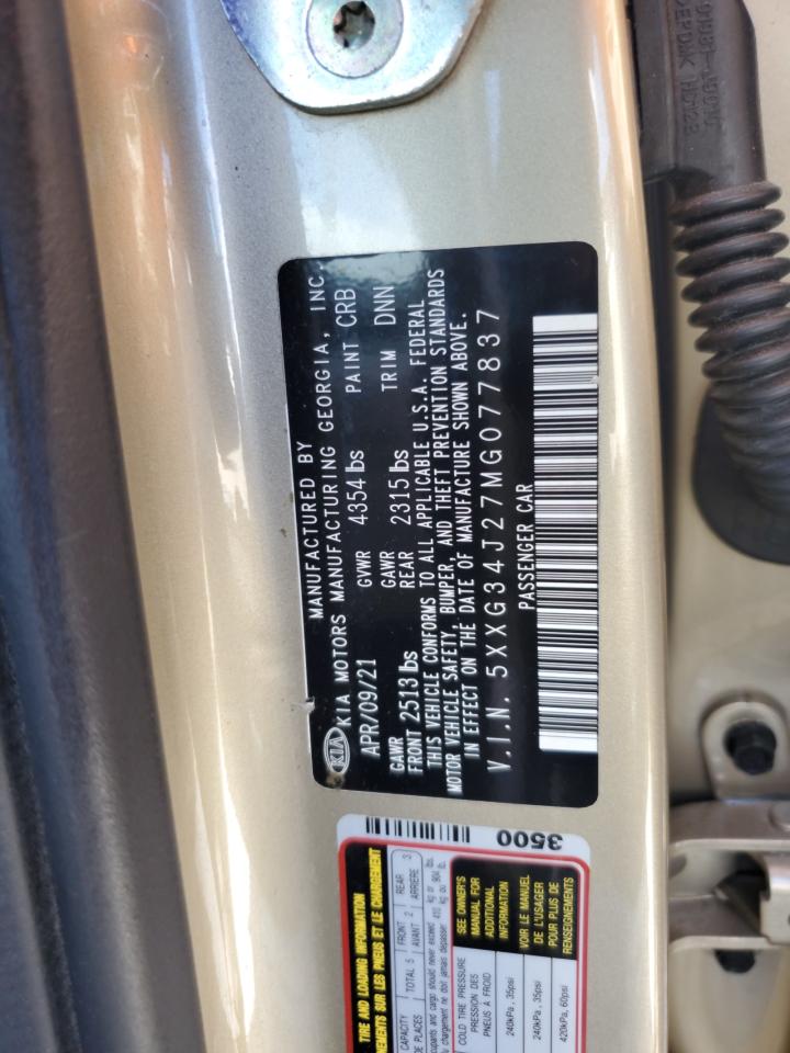 2021 Kia K5 Ex VIN: 5XXG34J27MG077837 Lot: 85349955