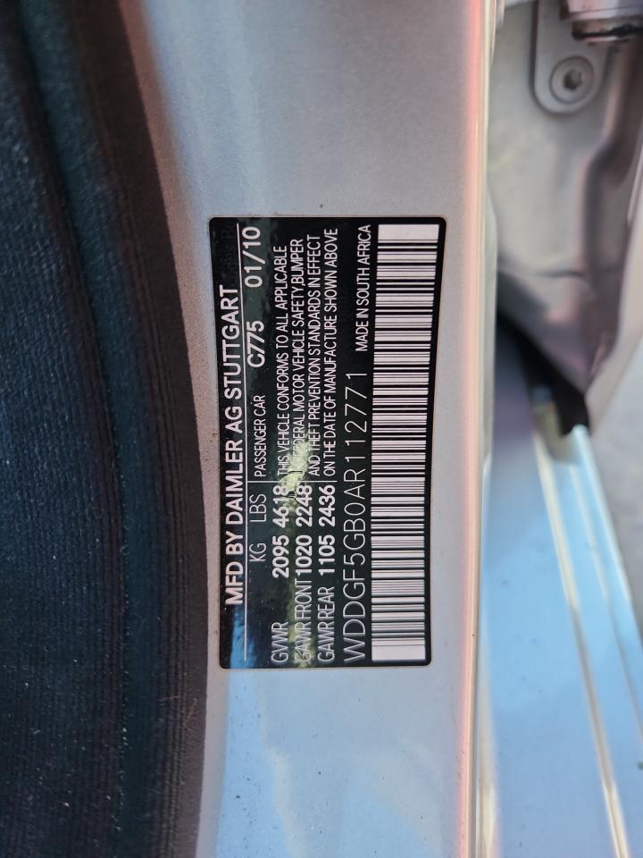 2010 Mercedes-Benz C 350 VIN: WDDGF5GB0AR112771 Lot: 89619615