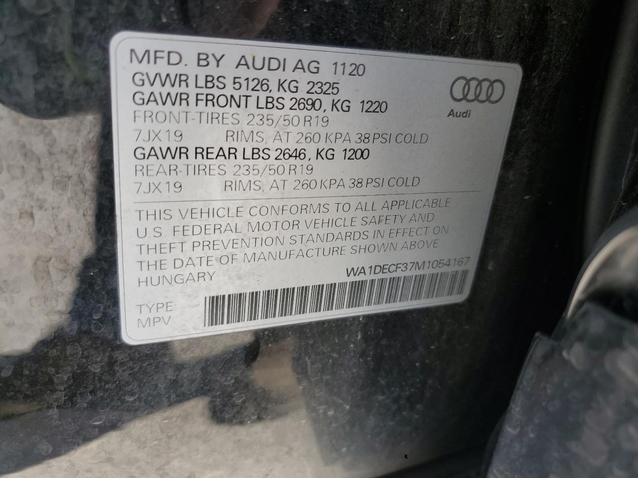 2021 Audi Q3 Premium S Line 45 VIN: WA1DECF37M1054167 Lot: 85088945