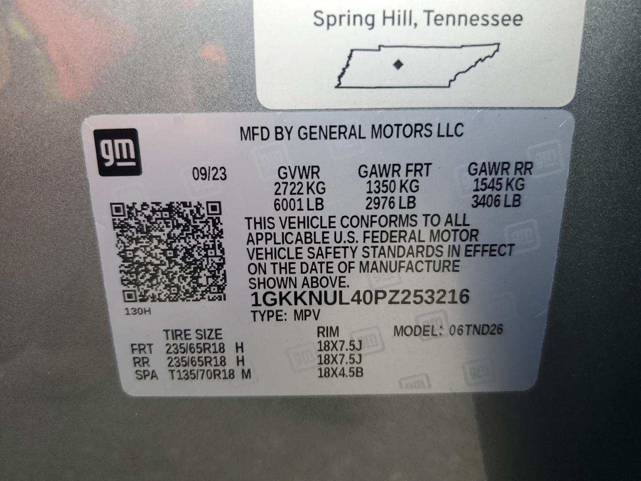 2023 GMC Acadia Slt VIN: 1GKKNUL40PZ253216 Lot: 82326765