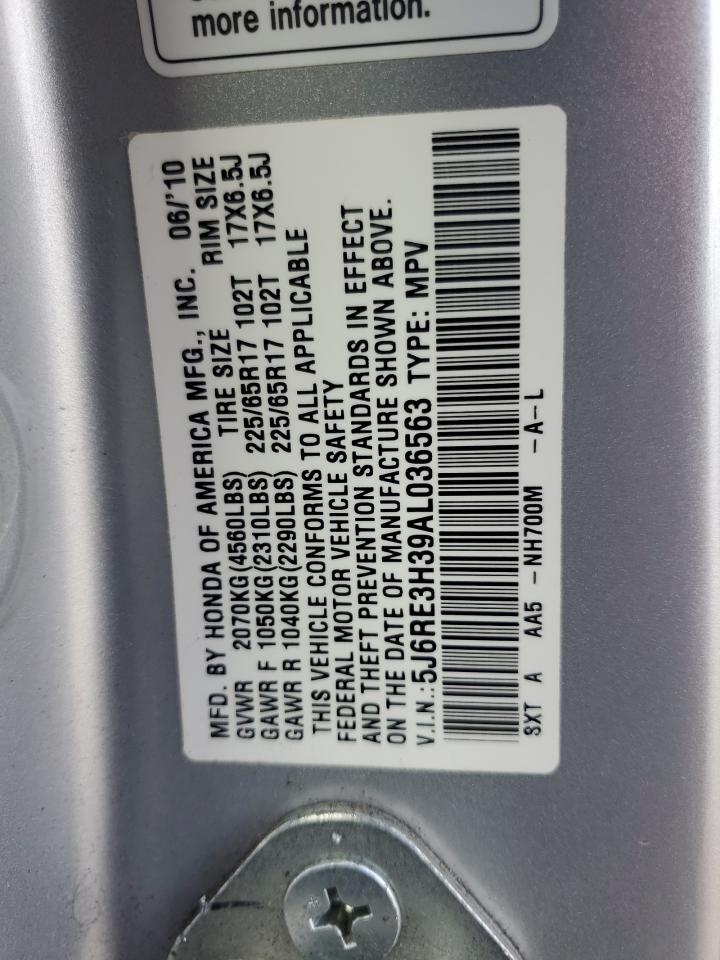 2010 Honda Cr-V Lx VIN: 5J6RE3H39AL036563 Lot: 82385595