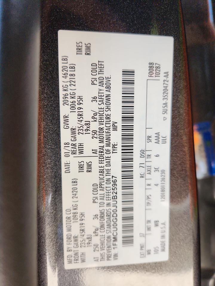 2018 Ford Escape Se VIN: 1FMCU0GD0JUB25967 Lot: 84473955