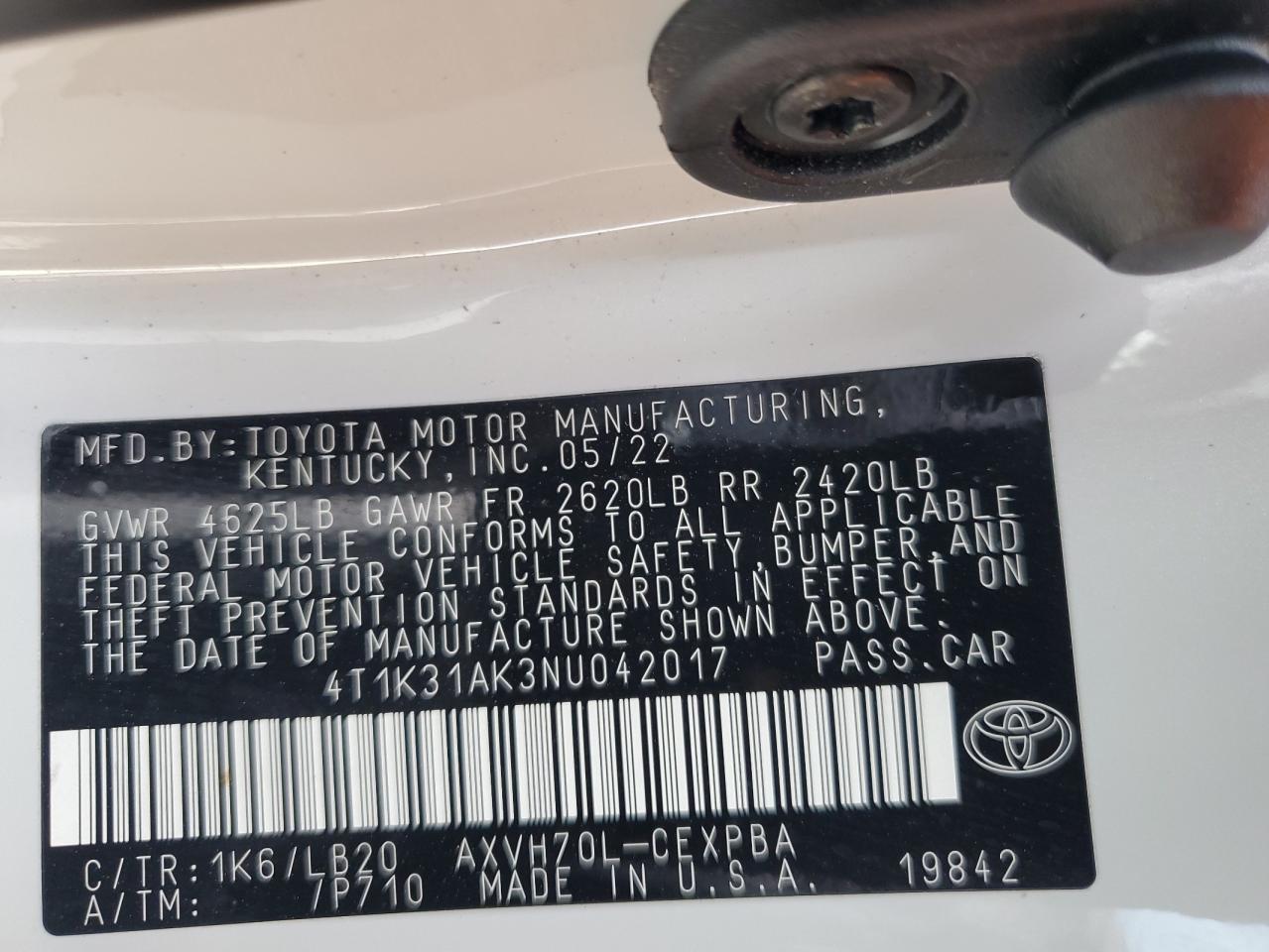 2022 Toyota Camry Xse VIN: 4T1K31AK3NU042017 Lot: 85901955