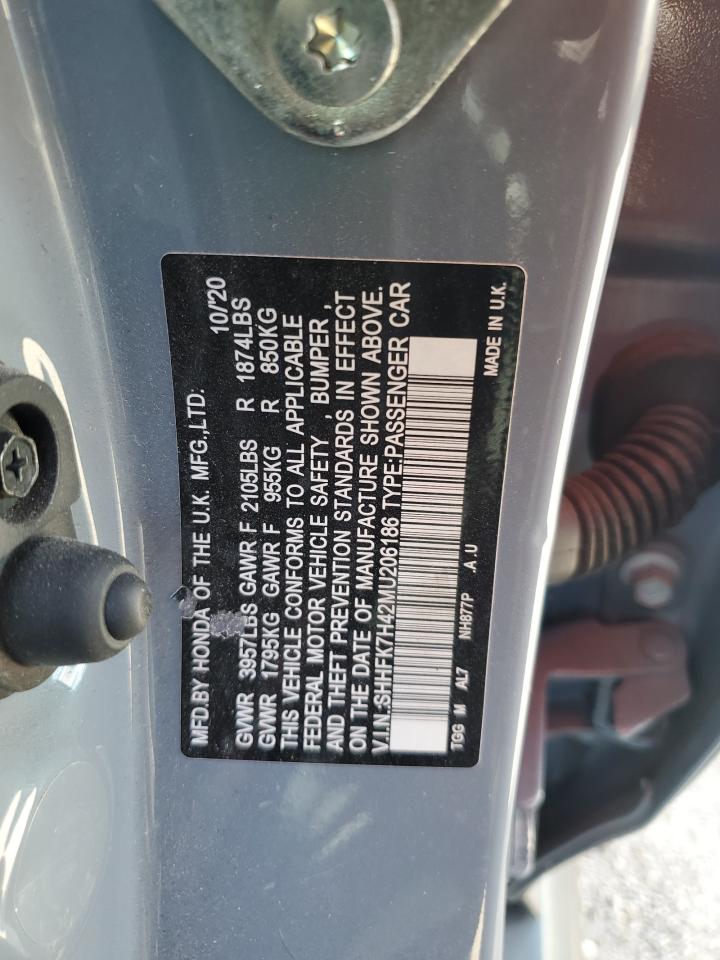 2021 Honda Civic Sport VIN: SHHFK7H42MU206186 Lot: 85387905