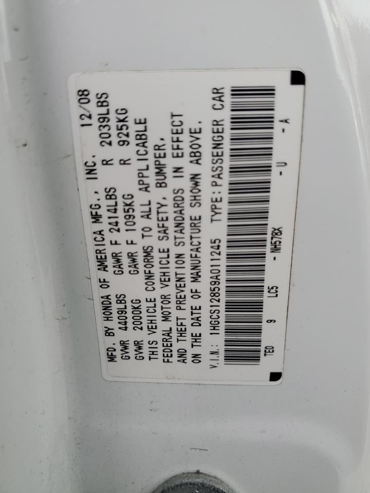 2009 Honda Accord Exl VIN: 1HGCS12859A011245 Lot: 85756875