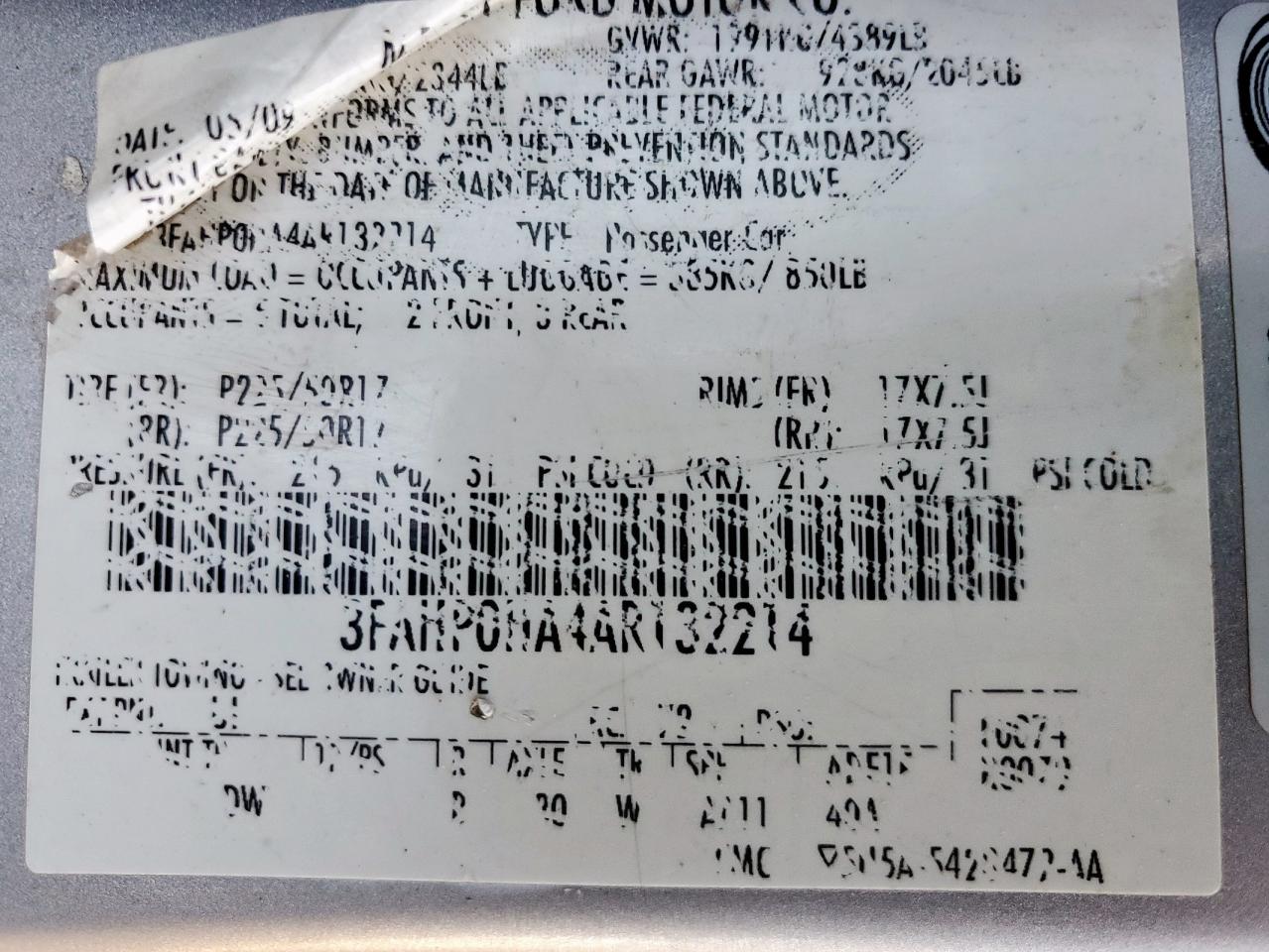 2010 Ford Fusion Se VIN: 3FAHP0HA4AR132214 Lot: 90324105