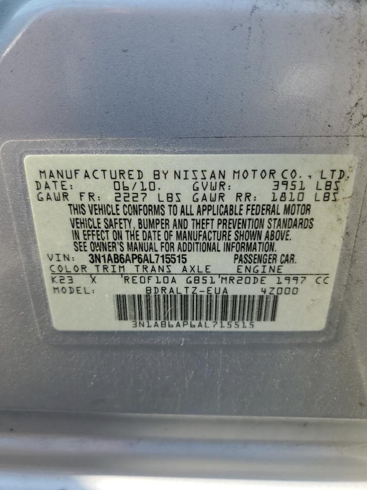 2010 Nissan Sentra 2.0 VIN: 3N1AB6AP6AL715515 Lot: 84659615