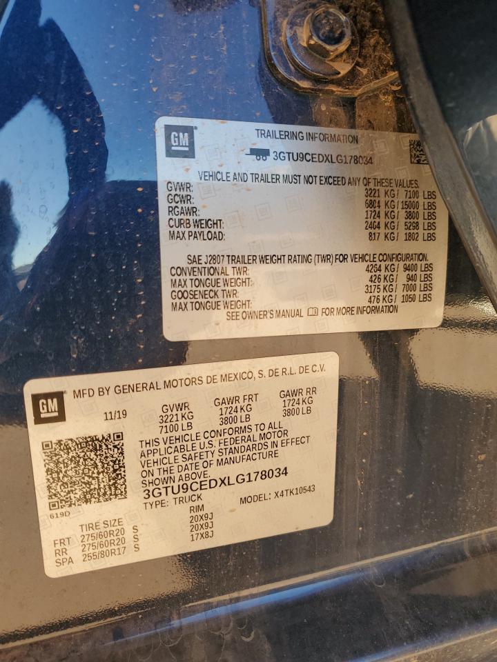 2020 GMC Sierra K1500 Elevation VIN: 3GTU9CEDXLG178034 Lot: 90477475