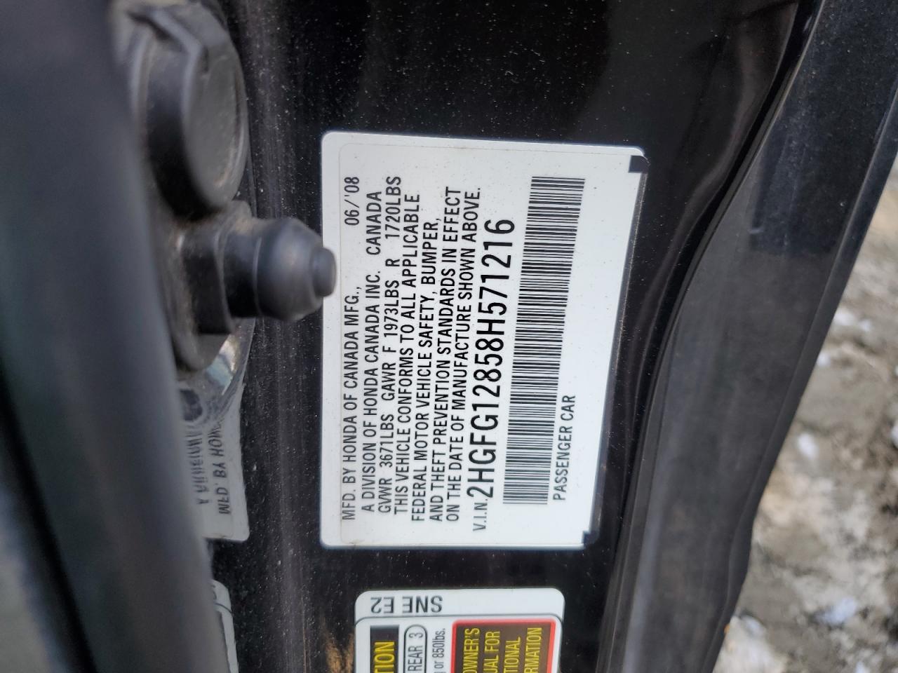 2008 Honda Civic Ex VIN: 2HGFG12858H571216 Lot: 84706045