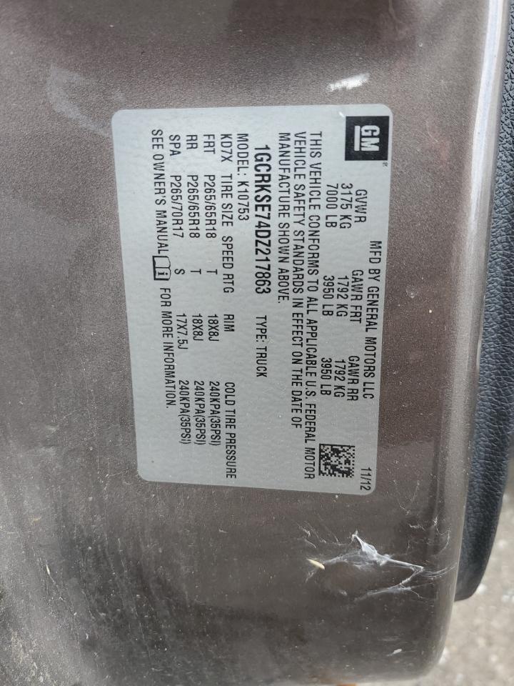 2013 Chevrolet Silverado K1500 Lt VIN: 1GCRKSE74DZ217863 Lot: 82469975