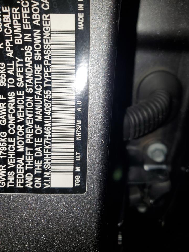 2021 Honda Civic Sport VIN: SHHFK7H46MU408755 Lot: 86749535