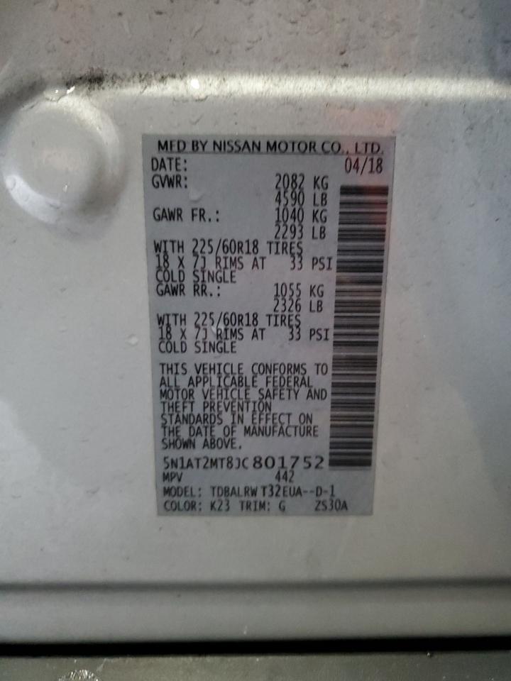 2018 Nissan Rogue S VIN: 5N1AT2MT8JC801752 Lot: 82224735