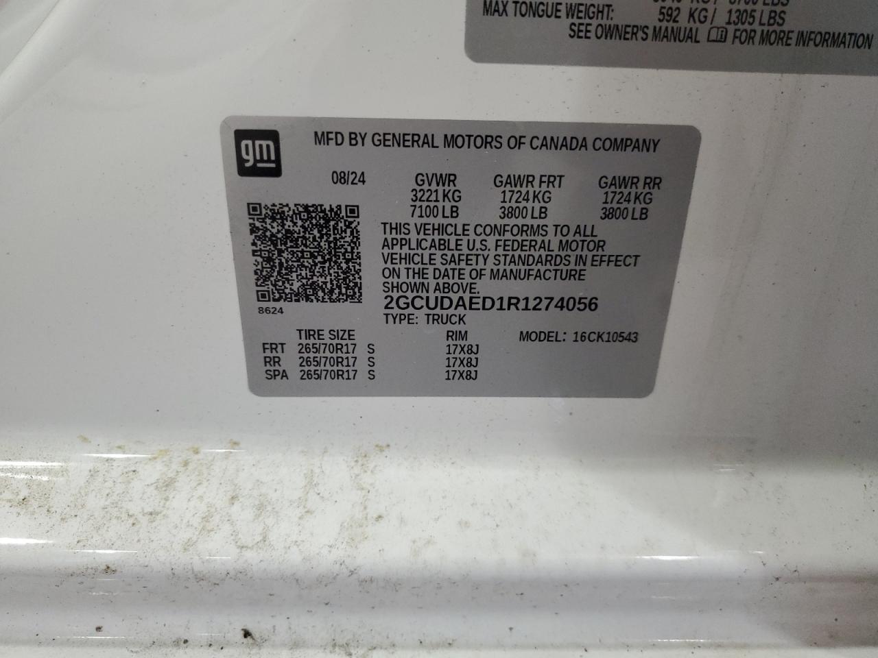 2024 Chevrolet Silverado K1500 VIN: 2GCUDAED1R1274056 Lot: 85357215