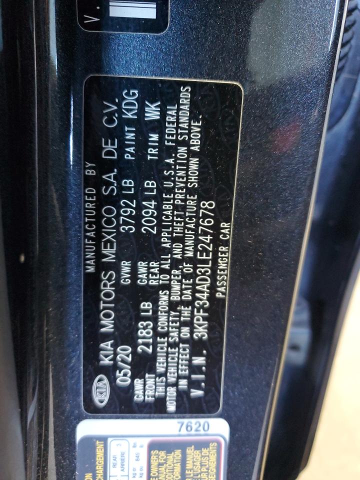 2020 Kia Forte Gt Line VIN: 3KPF34AD3LE247678 Lot: 89740095
