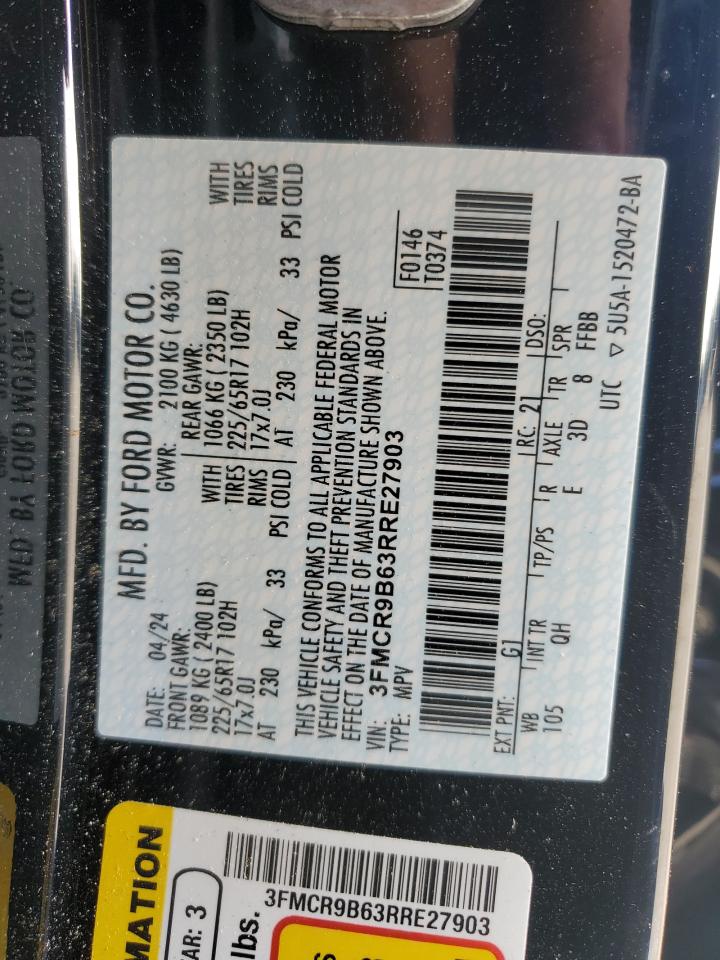 2024 Ford Bronco Sport Big Bend VIN: 3FMCR9B63RRE27903 Lot: 81994475