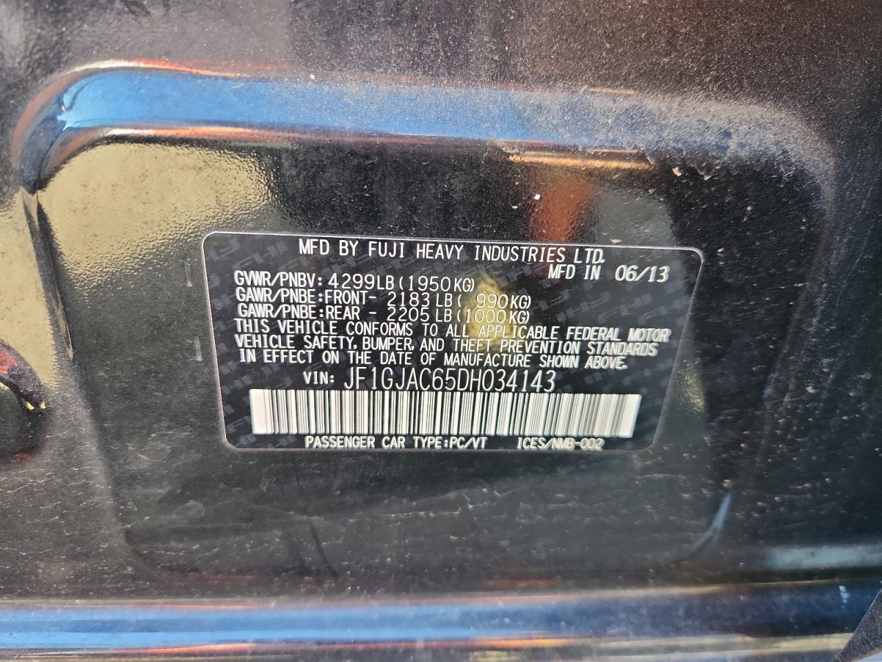 2013 Subaru Impreza Premium VIN: JF1GJAC65DH034143 Lot: 82302575