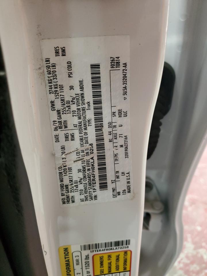 2019 Ford Ranger Xl VIN: 1FTER4FH0KLA70258 Lot: 82278485