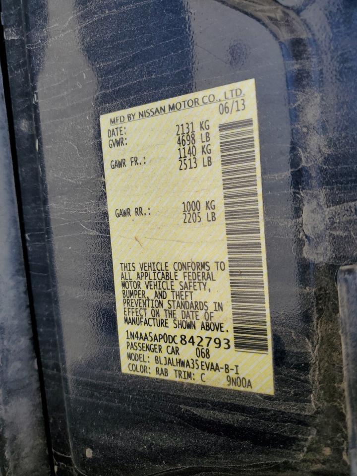 2013 Nissan Maxima S VIN: 1N4AA5AP0DC842793 Lot: 82249765