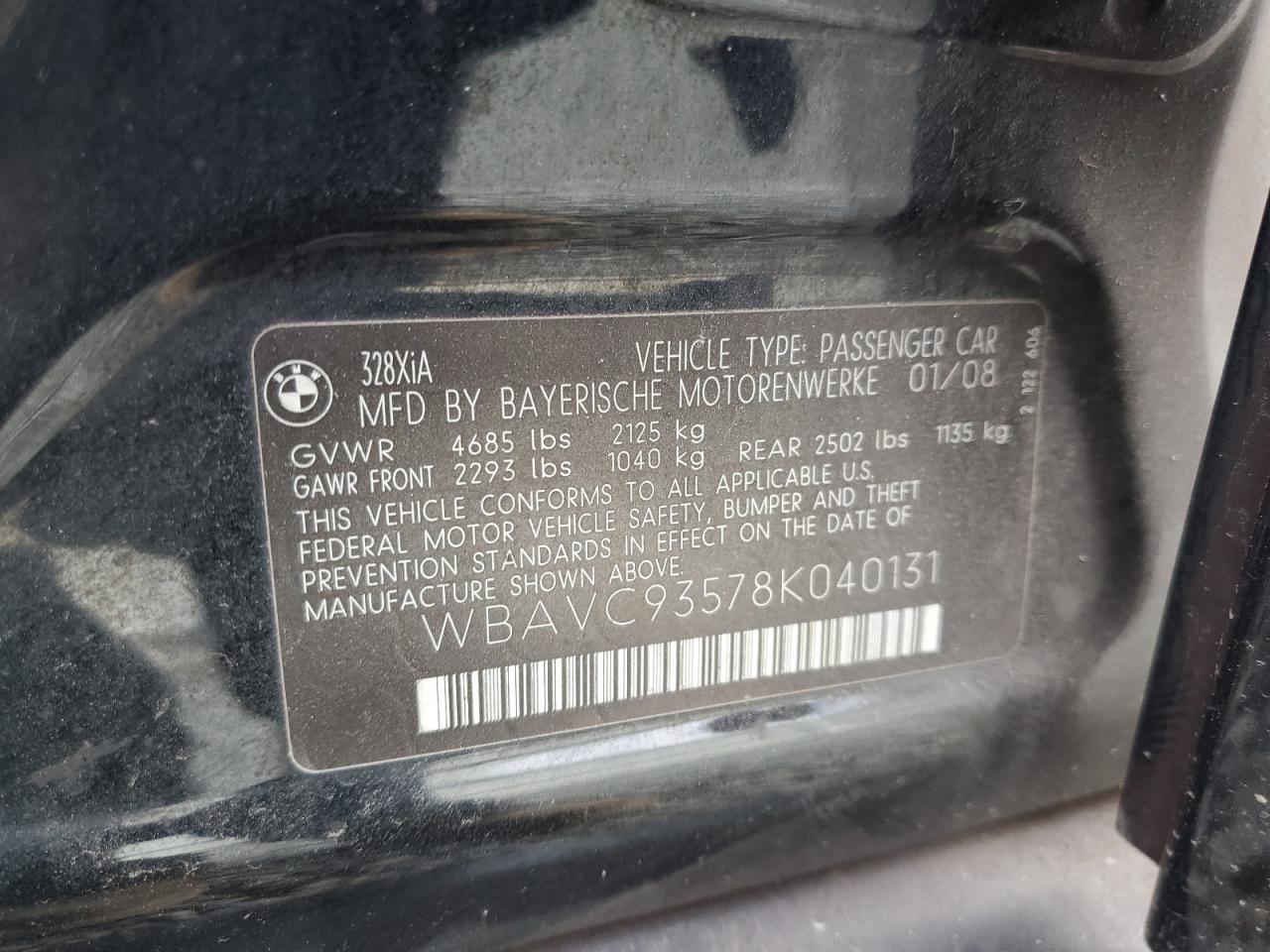 2008 BMW Ix VIN: WBAVC93578K040131 Lot: 82344475