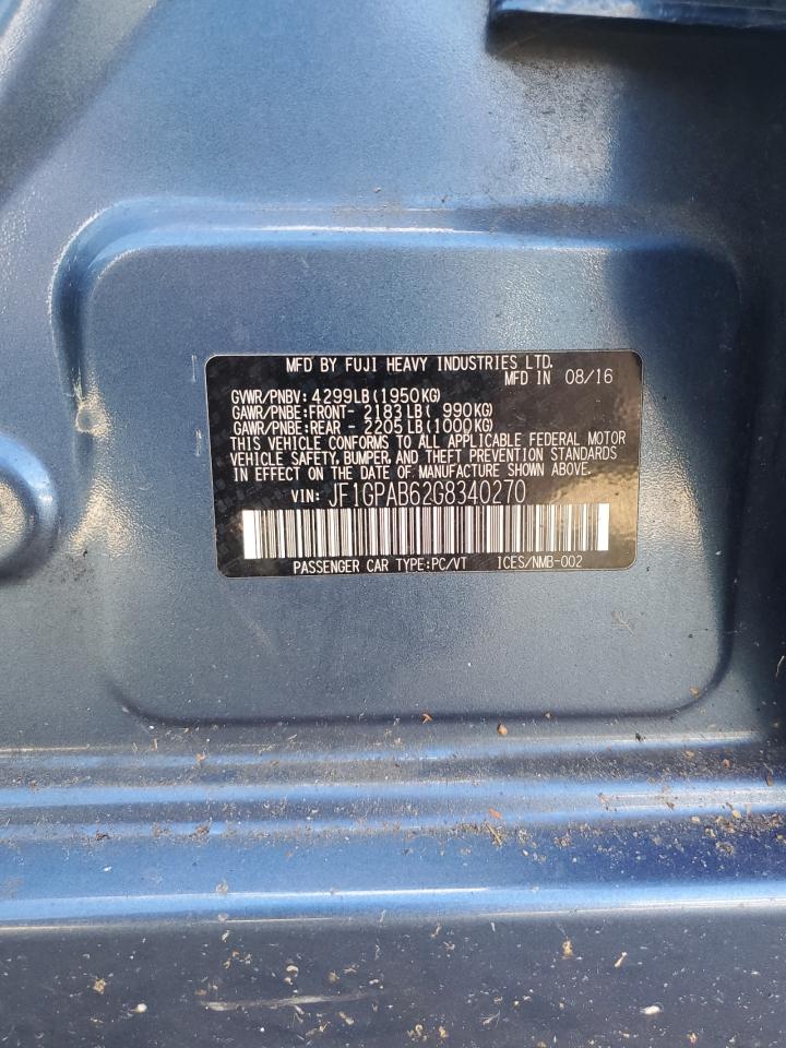 2016 Subaru Impreza Premium VIN: JF1GPAB62G8340270 Lot: 84962955