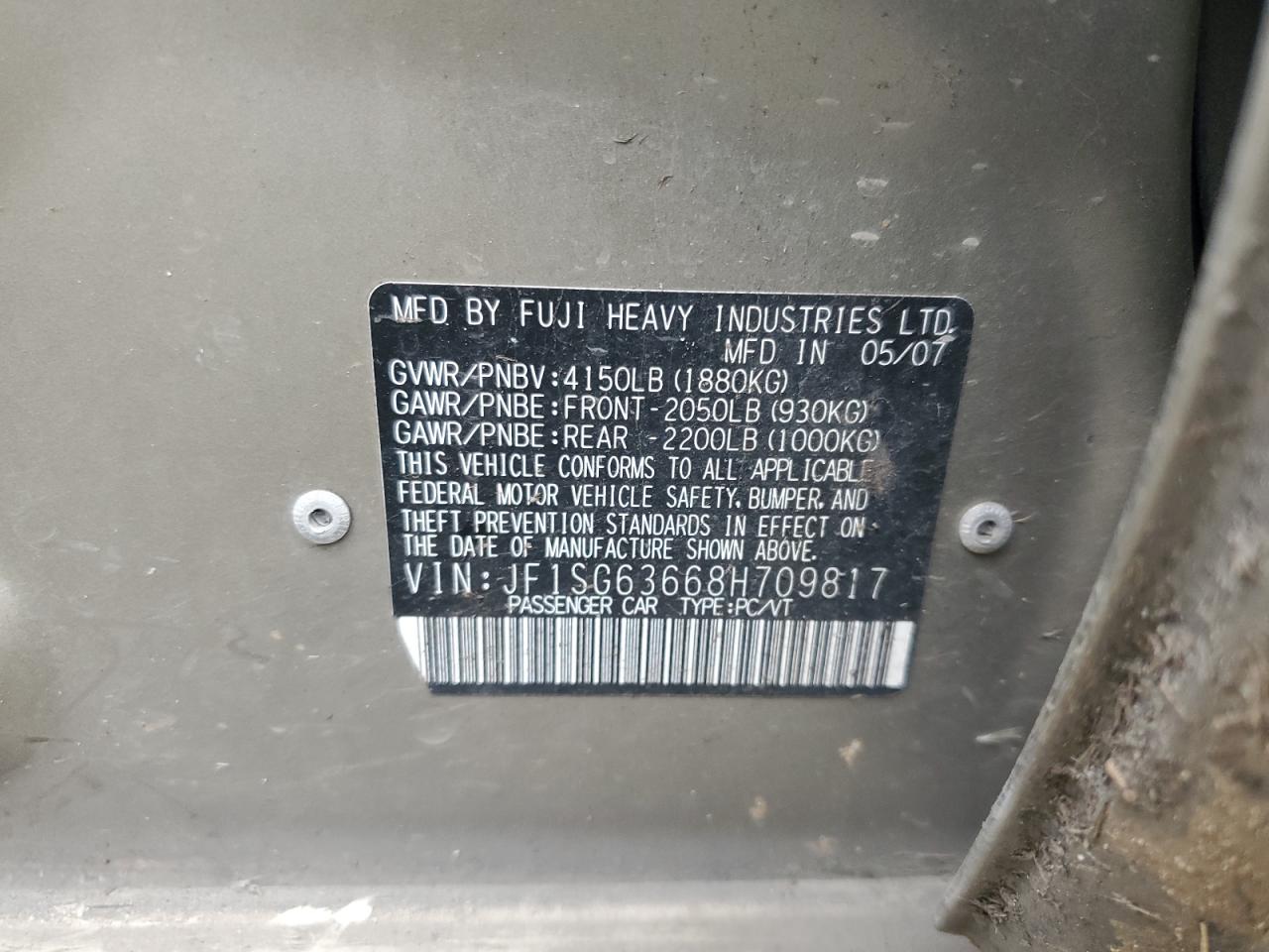 2008 Subaru Forester 2.5X VIN: JF1SG63668H709817 Lot: 85532845