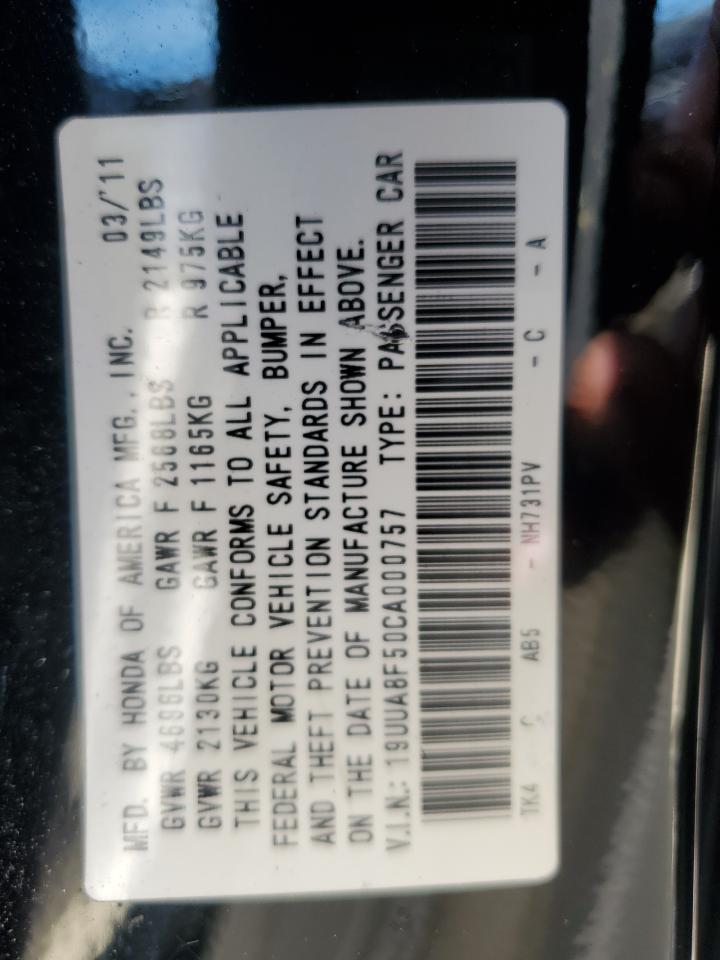 2012 Acura Tl VIN: 19UUA8F50CA000757 Lot: 86624795