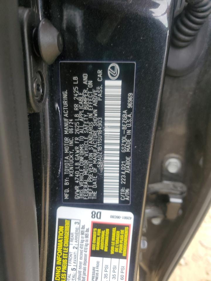 2025 Lexus Es 350 Base VIN: 58ADZ1B11SU184903 Lot: 85490565