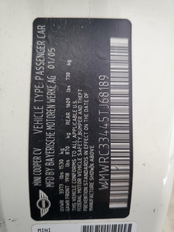 2005 Mini Cooper VIN: WMWRC33445TJ68189 Lot: 84388945