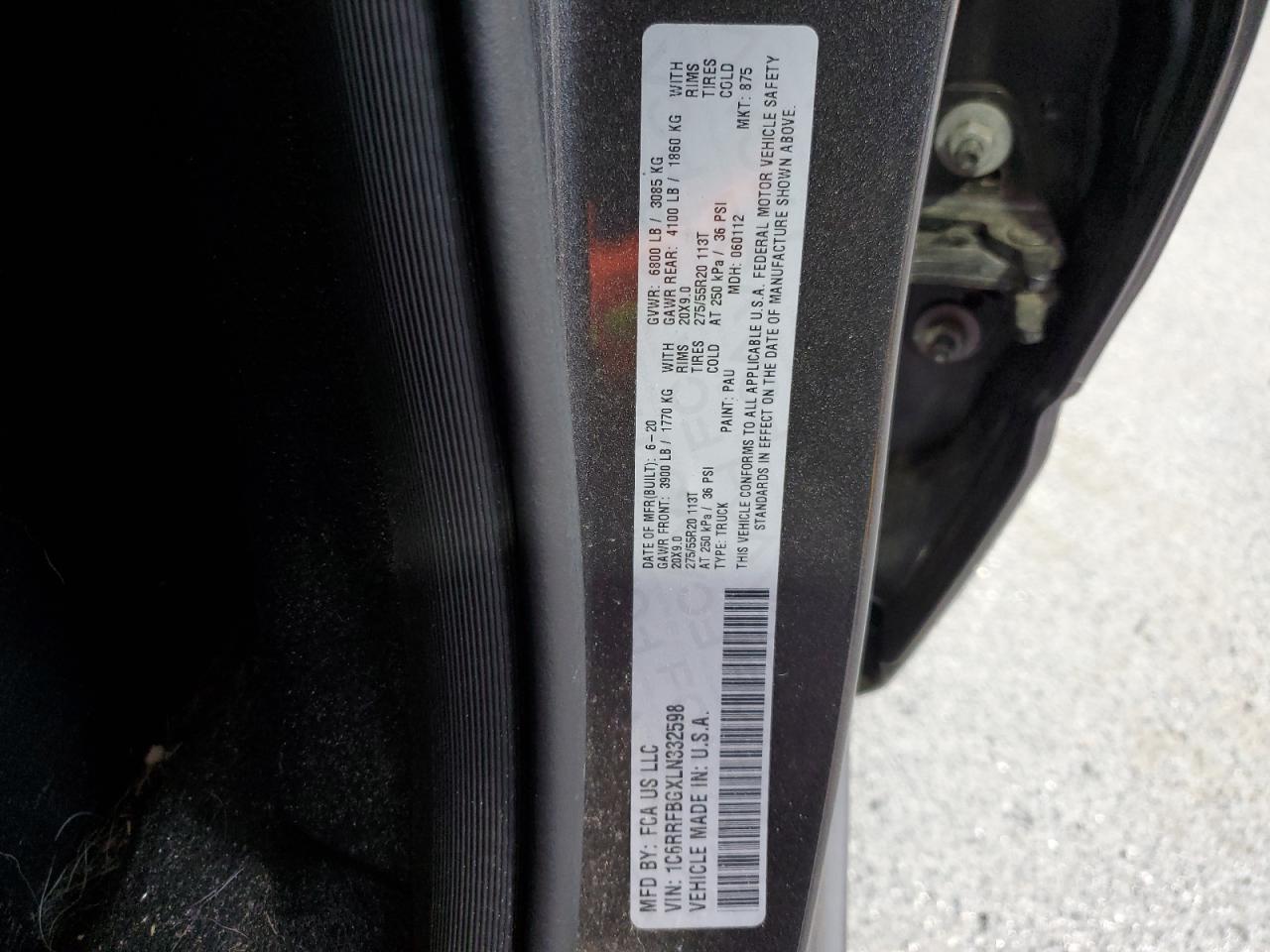 2020 Ram 1500 Big Horn/Lone Star VIN: 1C6RRFBGXLN332598 Lot: 82673935