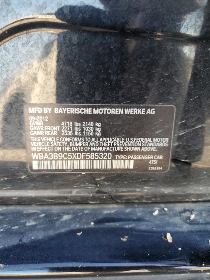 2013 BMW 335 Xi VIN: WBA3B9C5XDF585320 Lot: 84989655