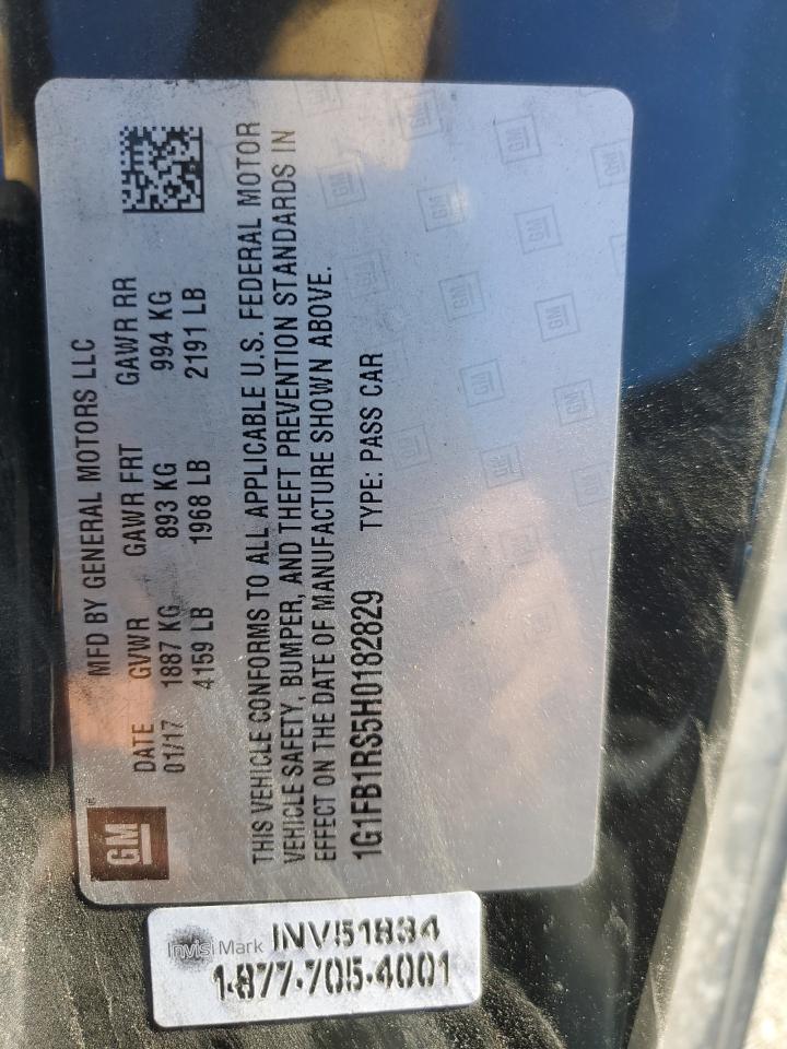 2017 Chevrolet Camaro Lt VIN: 1G1FB1RS5H0182829 Lot: 87407745