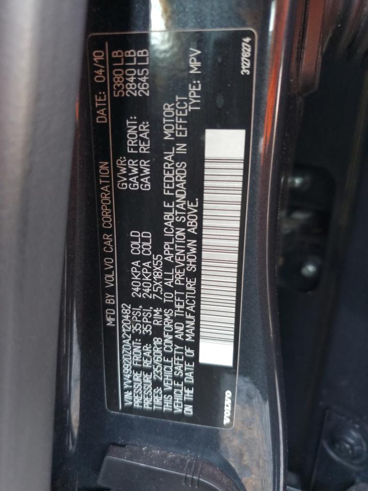 2010 Volvo Xc60 T6 VIN: YV4992DZ0A2120482 Lot: 85132395