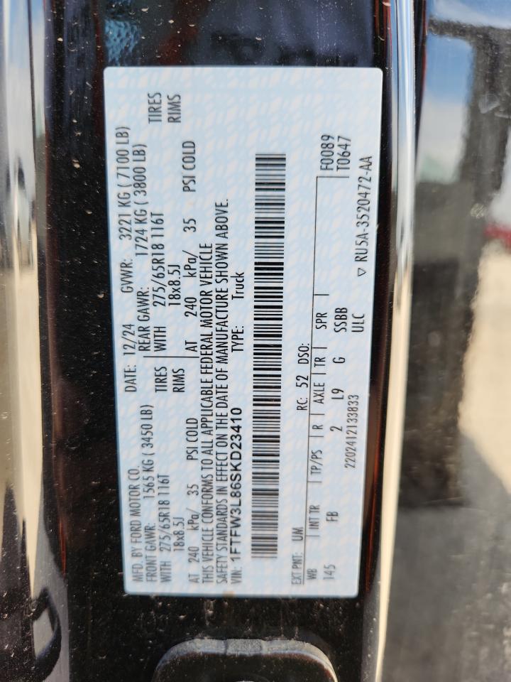 2025 Ford F150 Xlt VIN: 1FTFW3L86SKD23410 Lot: 86528695