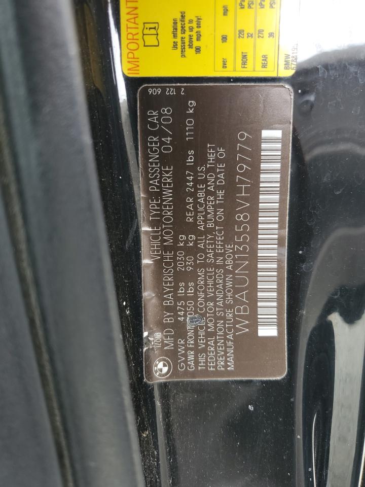 2008 BMW 128 I VIN: WBAUN13558VH79779 Lot: 81656195