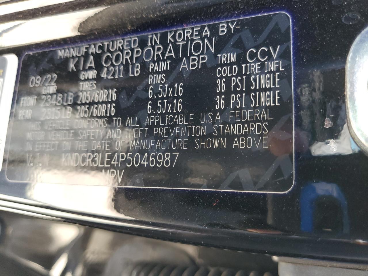 2023 Kia Niro Ex VIN: KNDCR3LE4P5046987 Lot: 85185695