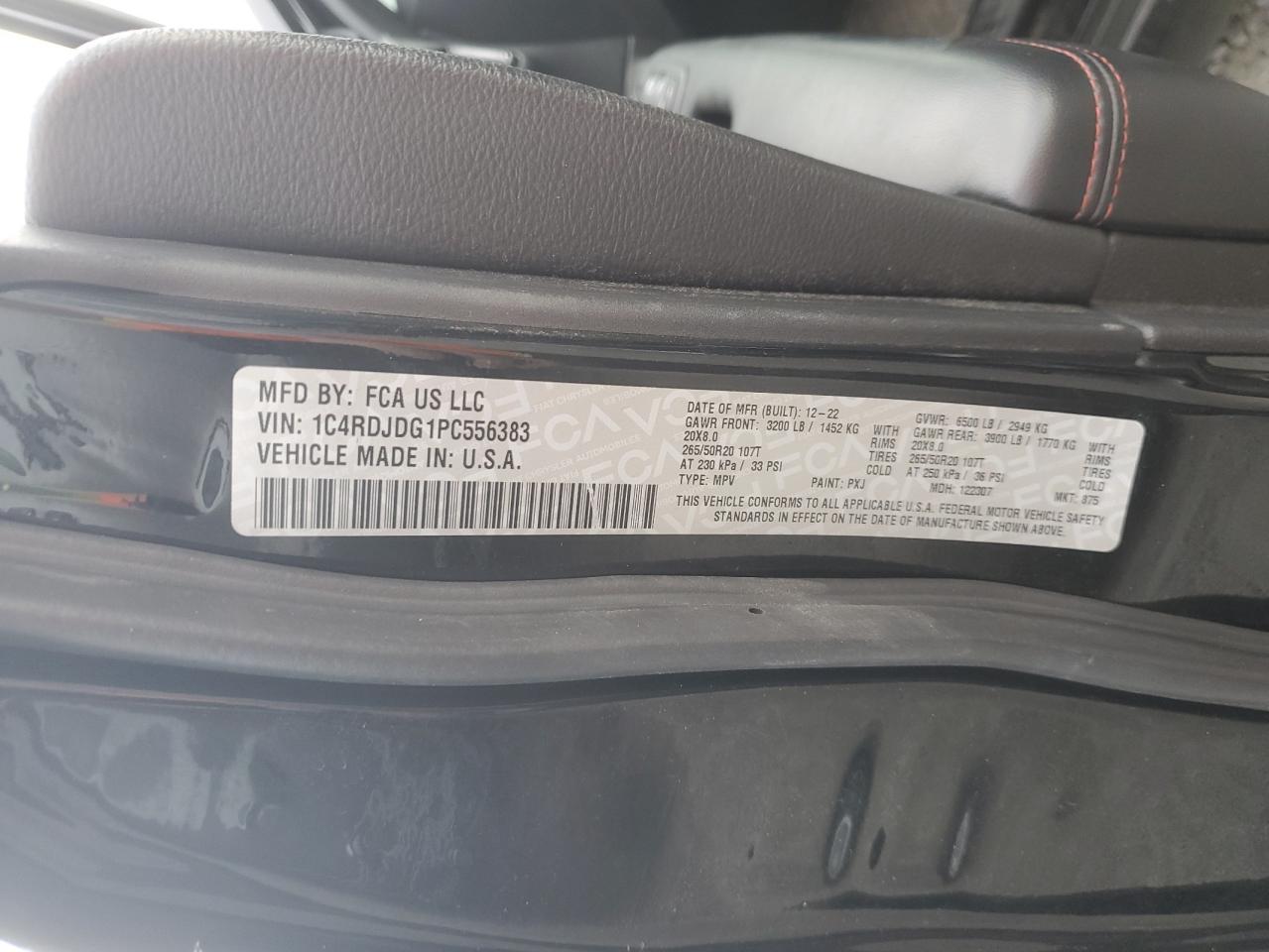 2023 Dodge Durango Gt VIN: 1C4RDJDG1PC556383 Lot: 85346095