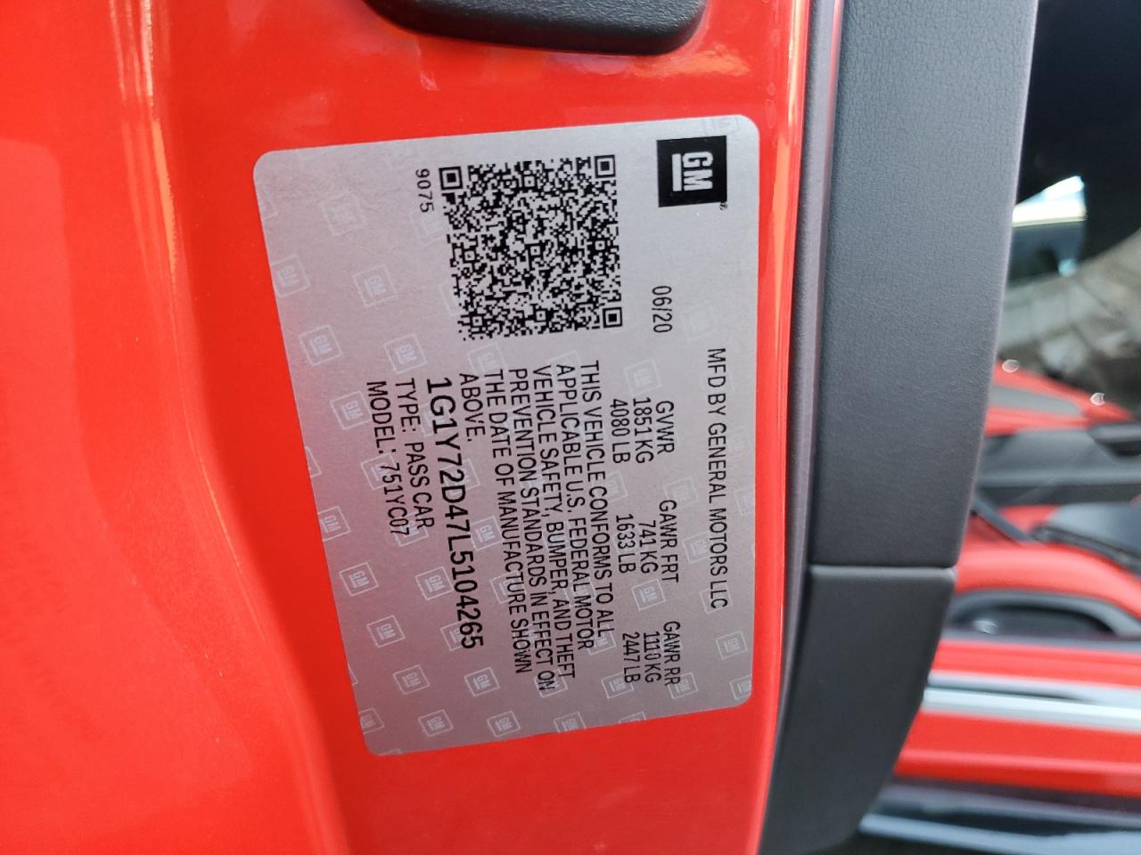 2020 Chevrolet Corvette Stingray 2Lt VIN: 1G1Y72D47L5104265 Lot: 81978335