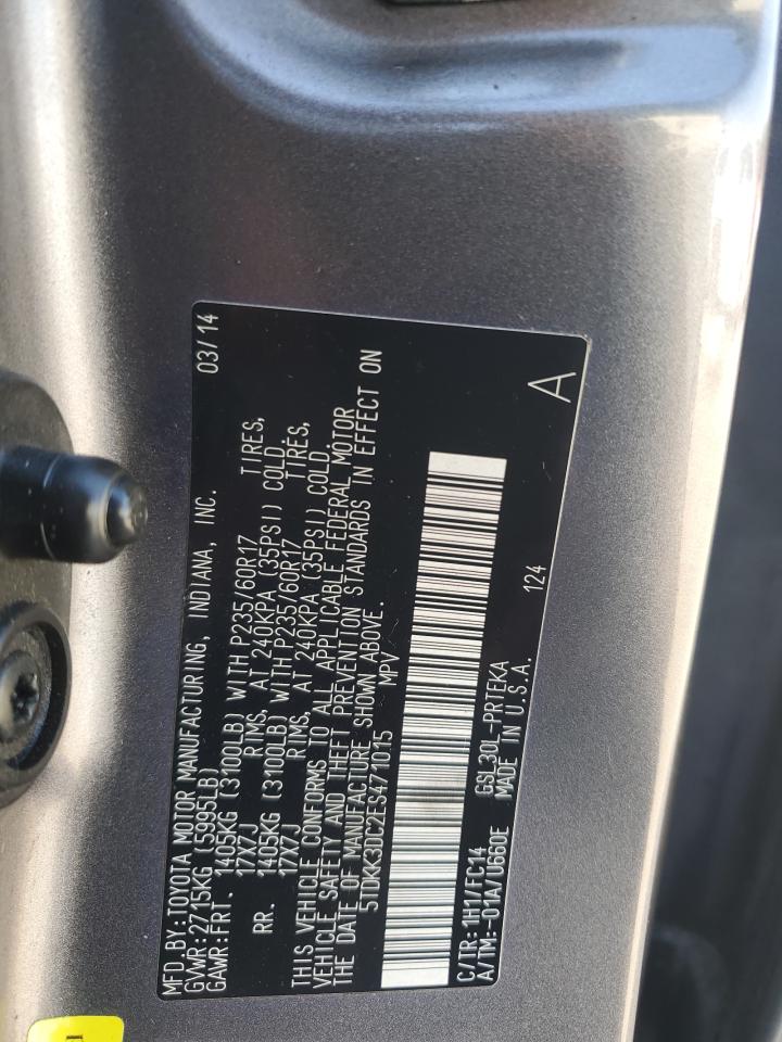 2014 Toyota Sienna Le VIN: 5TDKK3DC2ES471015 Lot: 85563225