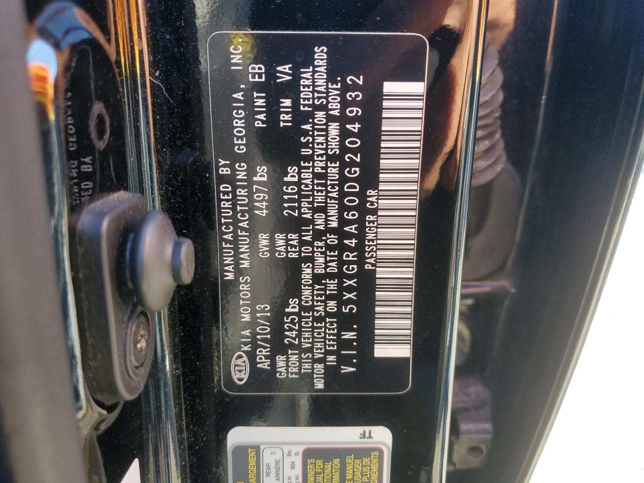 2013 Kia Optima Sx VIN: 5XXGR4A60DG204932 Lot: 84960665