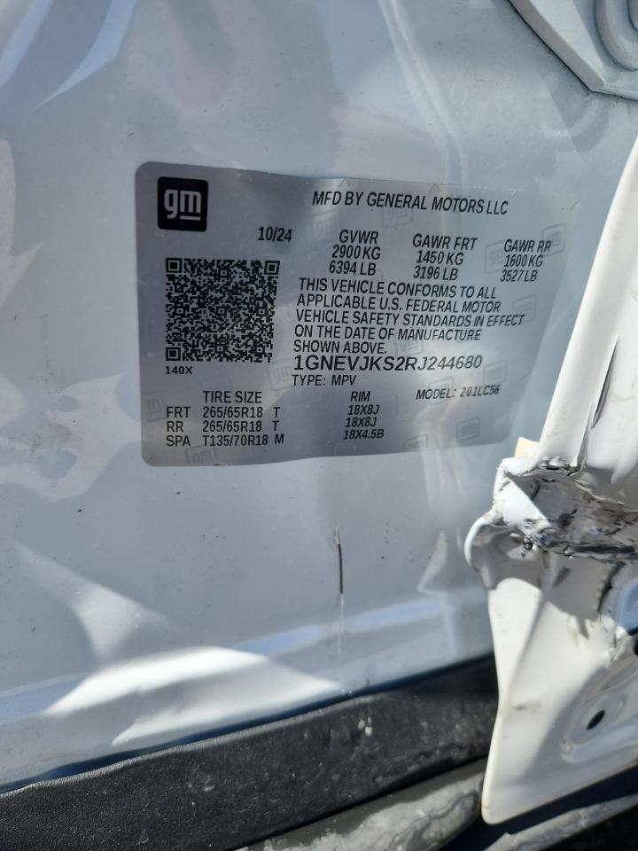 2024 Chevrolet Traverse Lt Z71 VIN: 1GNEVJKS2RJ244680 Lot: 85878855