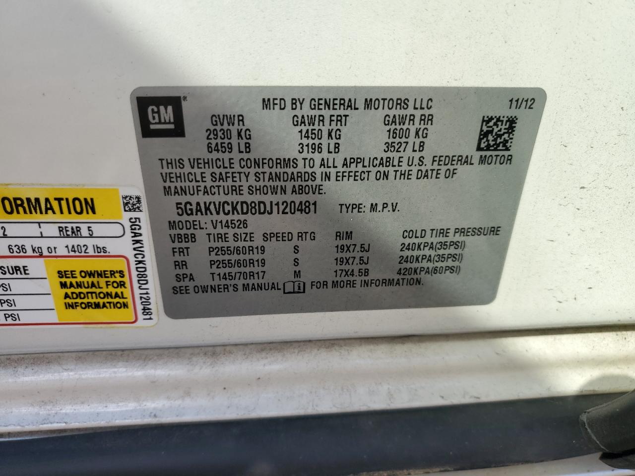 2013 Buick Enclave VIN: 5GAKVCKD8DJ120481 Lot: 84888495