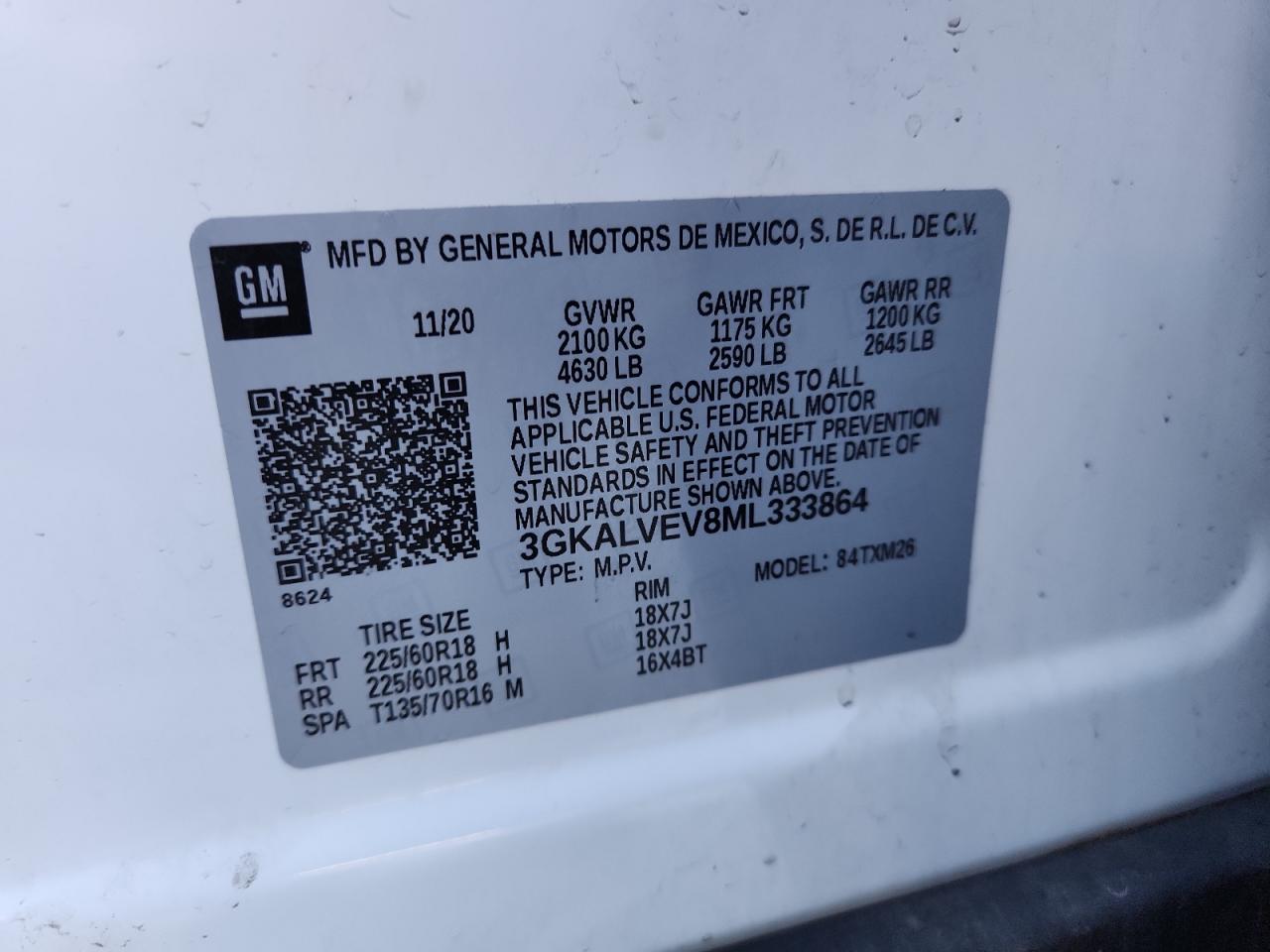 2021 GMC Terrain Slt VIN: 3GKALVEV8ML333864 Lot: 86603415