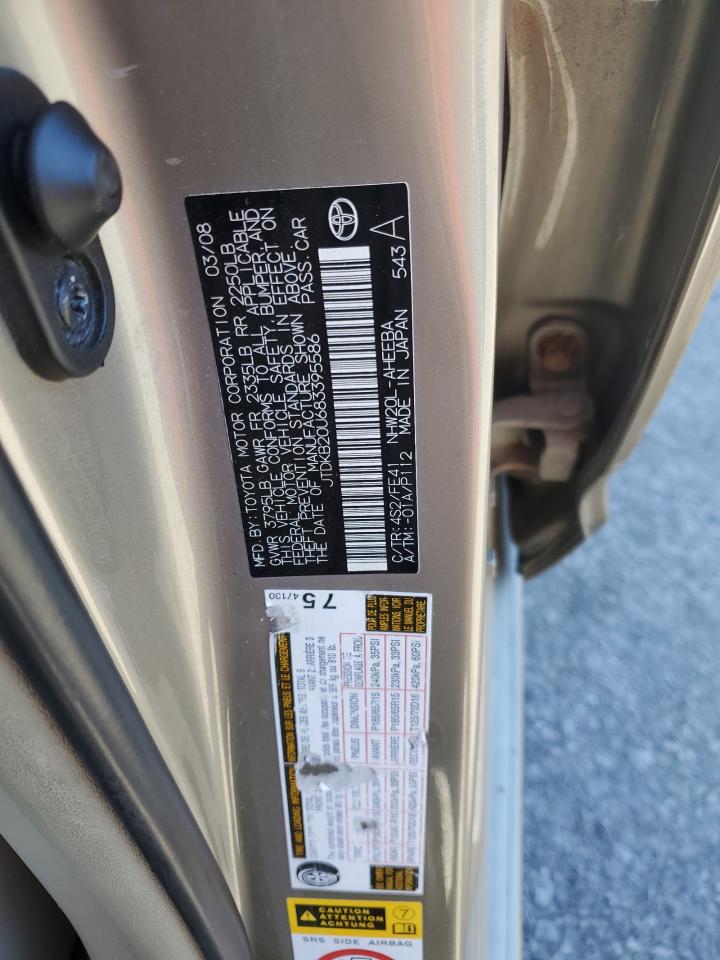 2008 Toyota Prius VIN: JTDKB20U683395586 Lot: 86223575