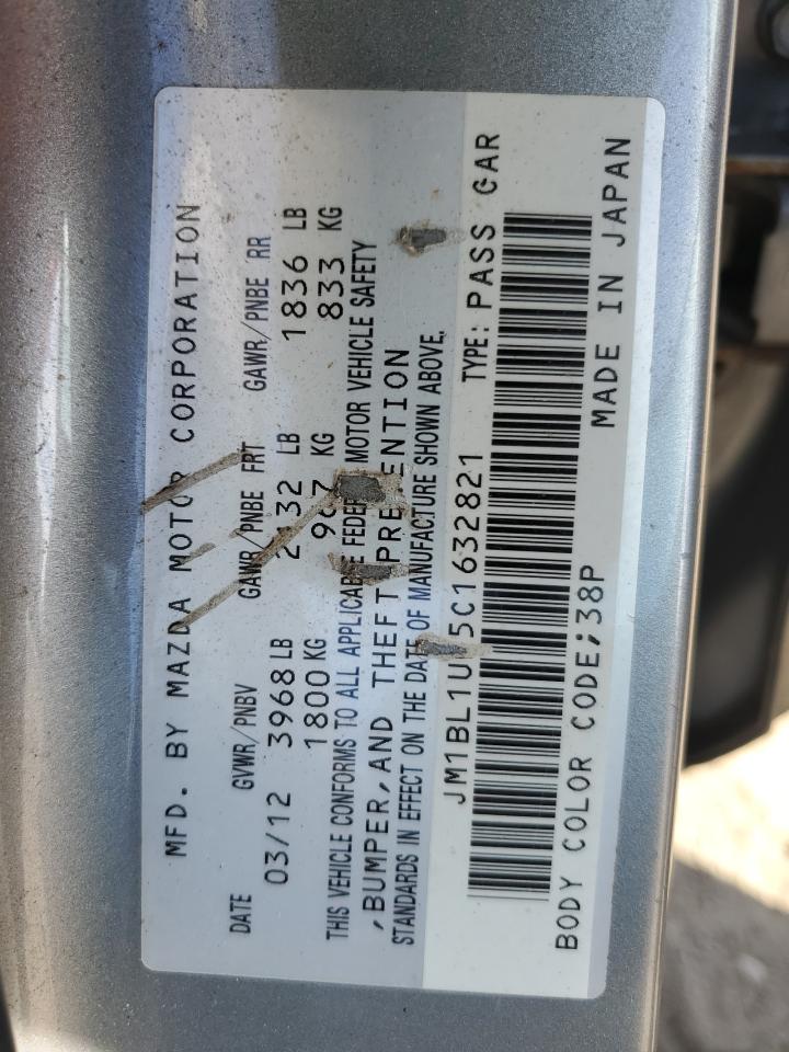 2012 Mazda 3 I VIN: JM1BL1UF5C1632821 Lot: 85160485