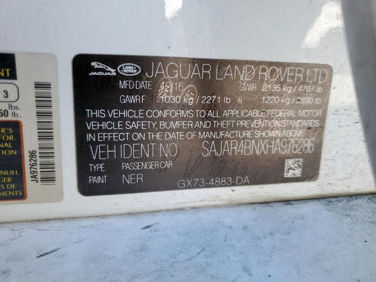 2017 Jaguar Xe VIN: SAJAR4BNXHA976286 Lot: 90505425